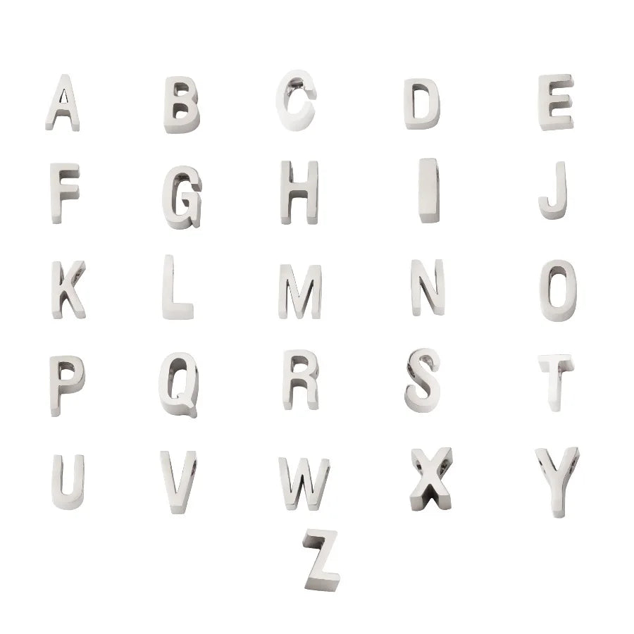 Markdown Sale DIY Jewelry Pendant Making Accessories Blank Stainless Steel Capital 26 Letter Alphabet Charm Beads