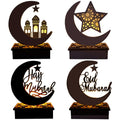 Cross-border New Wooden Handicraft Ornaments Creative Stars and Moon Carved Hollow Letters LED Lights Decorative Ornaments