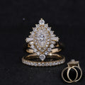Starsgem Jewelry Ring Moissanite Diamond Marquise 14k White Gold Ring Set Women Jewelry Set