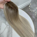 Blonde Highlight Color Dark Root Full Hand Tied Silk Base Topper European Remy Hair Top Quality Cuticle Aligned