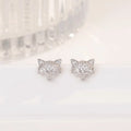 S925 Sterling Silver Earrings Temperament Cute Fox Diamond Earrings Korean Fashion Jewelry Women's Jewelry Joker Earrings