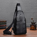 Men's Alligator Print Leather Sling Bag Backpack Casual Chest Bags with Custom Logo Fashion PU Material