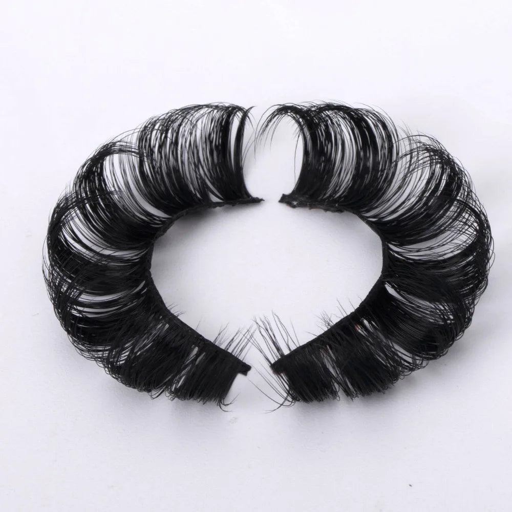 Wholesale D C Curly Natural Long Russian Volume Strip Fur Lashes with Black Cotton Stalk Faux Mink Eyelashes