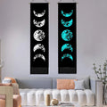 Moon Phases Tapestry Wall Art Hanging Lunar Eclipse Tapestries HD Printing Sun Moon Tapestry Psychedelic Decor Tassel Carpet