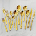 PVD Black Coated Titanium Luxury Gold Plated Cutlery Set with Hammered Handle OEM Stainless Steel Flatware for Wedding & Events