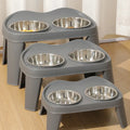 Stainless Steel Double Dog Bowl Anti-Spill High Leg Dining Table Eco-Friendly Plastic Solid Pet Feeders Medium Large Dogs