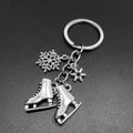 Ice Skating Pendant Metal Key Chains Holder Designer Skates Snowflake Charm Key Tag Ring Bag Backpack Accessories Car Key Chain