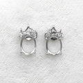 Sterling Silver 8*10mm Semi Mount Stud Earrings Empty Support Blank Claws Setting S925 Base Without Center Stone Inlay for DIY