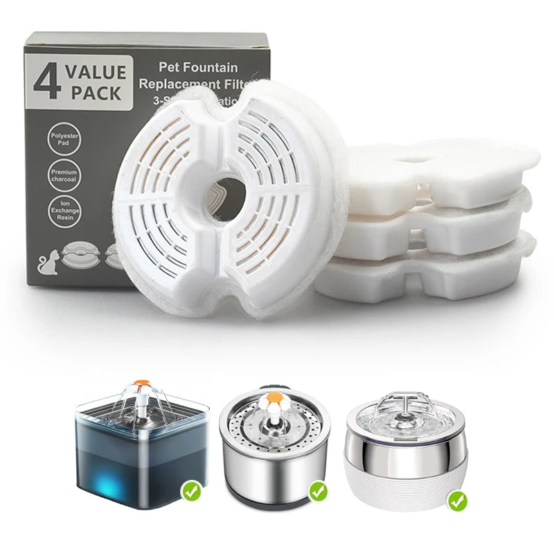 1/4/8Pcs Pet Fountain Filter Cat Water Fountain Carbon Replacement Filters Pet Manufacturer Custom Cat Drinking Fountain Filters