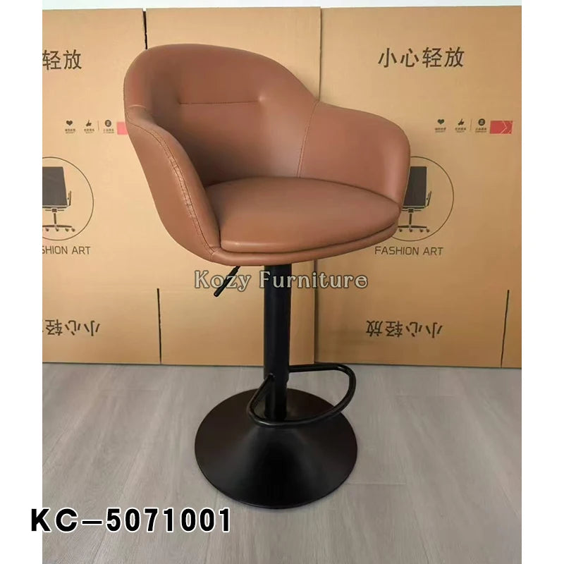 Durable Modern PU Leather Bar Chair for Hotel Dining Room Living Room & Home Office with Black Legs