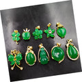 Jialin Jewelry 2020ins Wholesale Gold Plated Green Agate Chinese Jade butterfly Jade Pendant Necklace