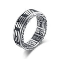 Chinese Fengshui 8mm Stainless Steel Spinner Ring Fidget Stress Relieving Anxiety Rhombus Irregularity Rotatable Rings for Men