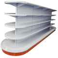 Flat Back Panel Double Shelf Round Gondola Shelf