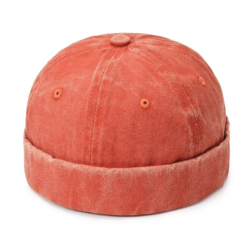 Hot Sale Washed Cotton Cap Without Brim Visorless Docker Hats Vintage Distressed Brimless Baseball Caps With Custom logo