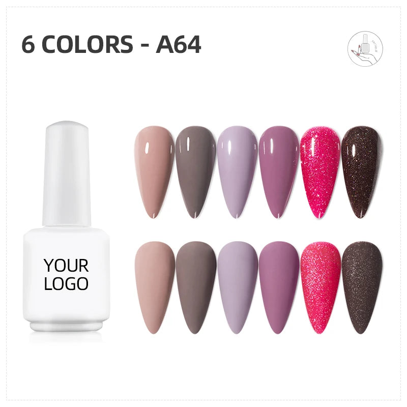 JTING Professional OEM Free Sample Design Soak Off Uv Polish Nail Gel Polish Set 6colors Supplies Nails Wholesale