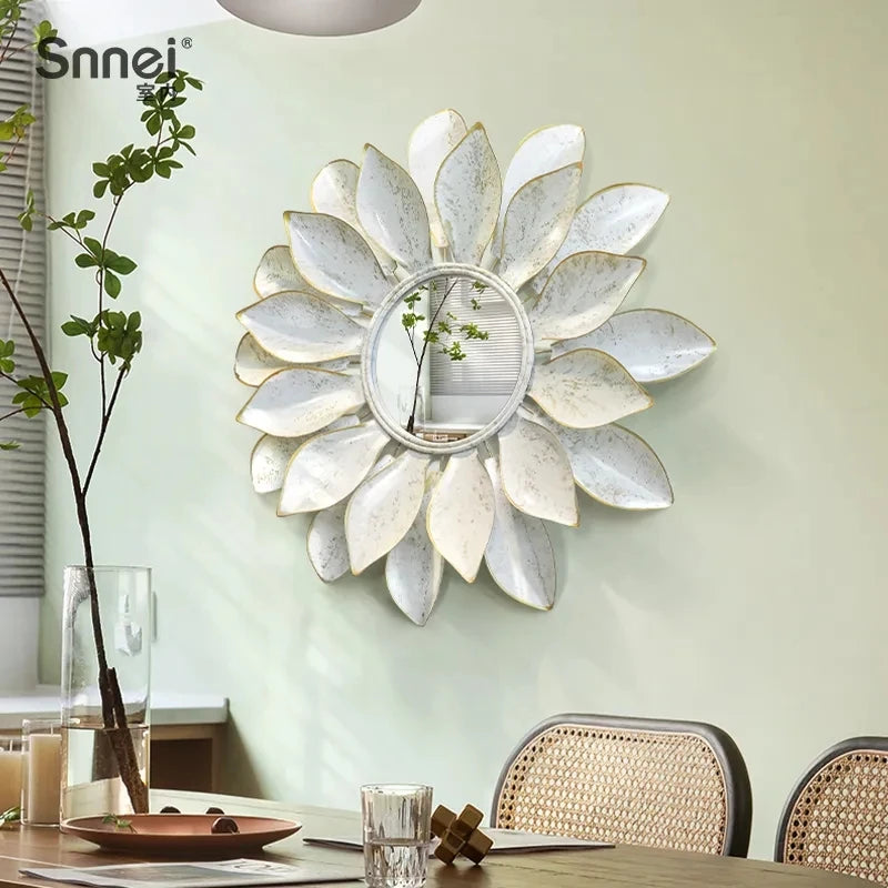 80*80cm Creative Light Luxury Living Room Wall Decorative Mirror Porch Background Wall Pendant Wall Art Iron Mirror