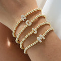 Hot Selling Brass Micro Inset Zircon Bubble Balloon DIY Letter Copper Bead Stretch Bracelet for Women
