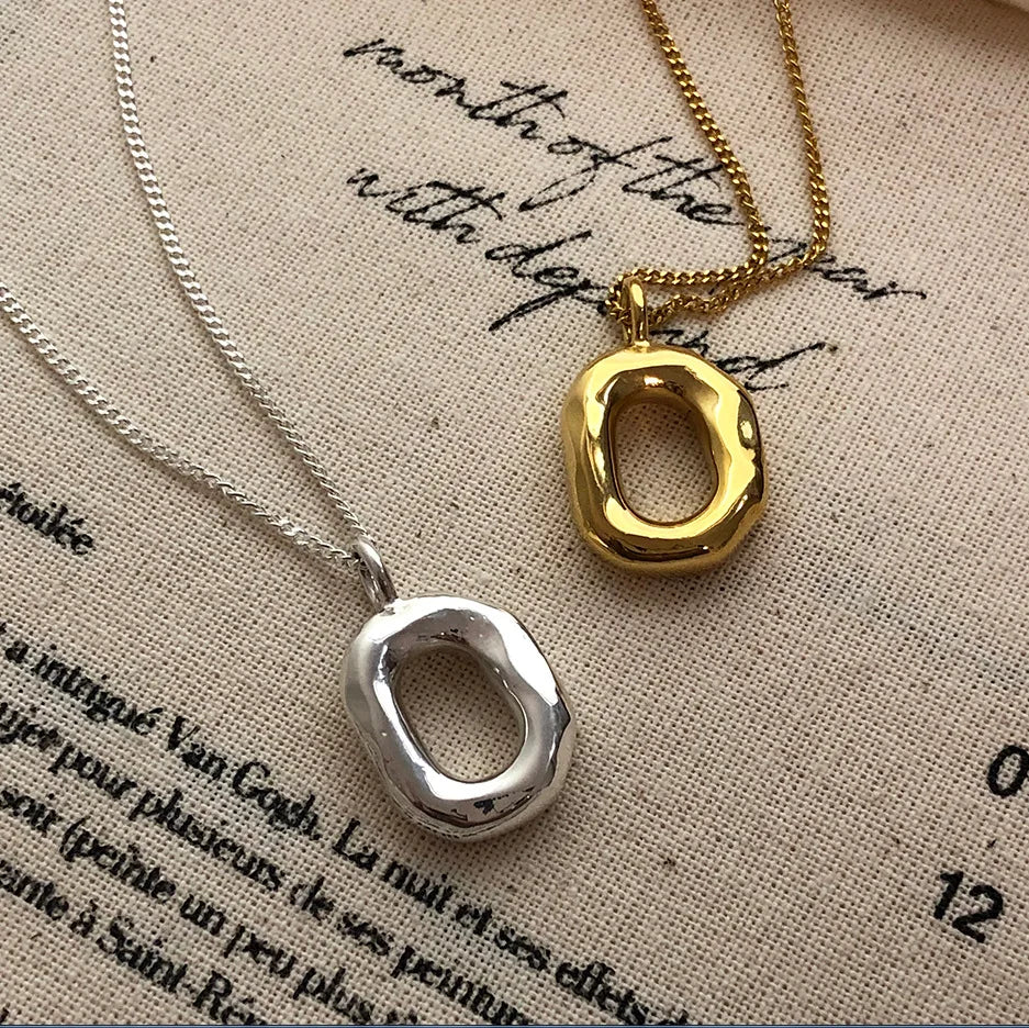 925 Sterling Silver Heavy Industry Style Oval Donuts Shape Necklace Pendant Geometric Fine Jewelry