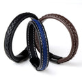 Shining Stainless Steel Magnetic Clasp Braided Leather Bracelet for Men