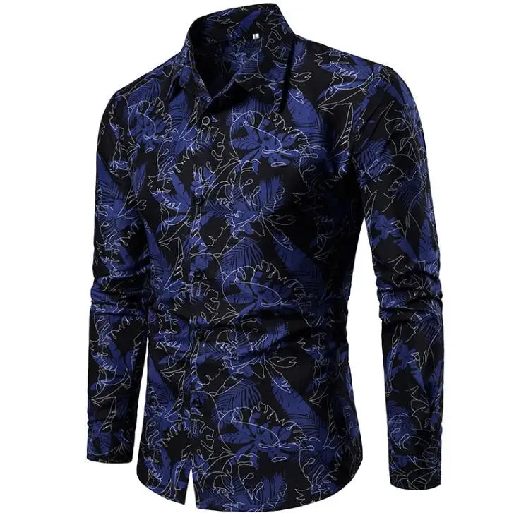 Custom Fashionable Casual Floral Mens Long Sleeve Shirts Printed Polyester Mens Shirt 3d Print Clothing