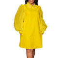 Latest Design Fashion African Solid Color Dresses Long Mesh Sleeve Beaded Dress Summer Loose Dress