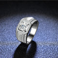 Fashion Widening Sterling Silver Cluster Ring Moissanite Pave Setting Rhodium Plated Casual/Sporty Ladies Daily Outdoor Ring