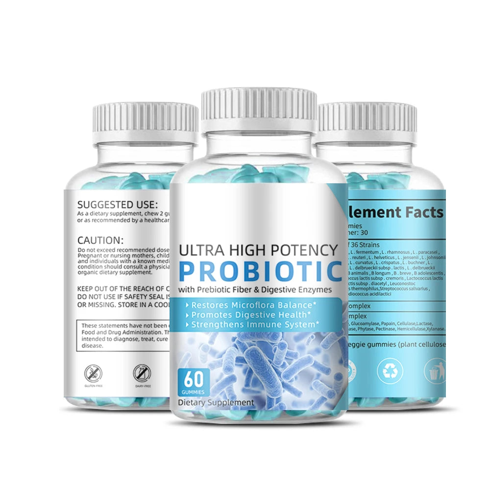 PROBIOTIC Gummies 5 Billion CFU Gluten Free Purple Probiotic Bactria Gummies for Digestive Unisex Detox Vagan Pectin Gummy