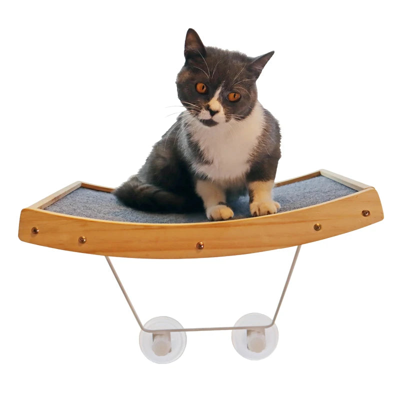 Hot Selling Customizable Cat Furniture Strong Suction Window Perch Hammock Plastic Metal Sisal Wood Direct Factory Wholesale
