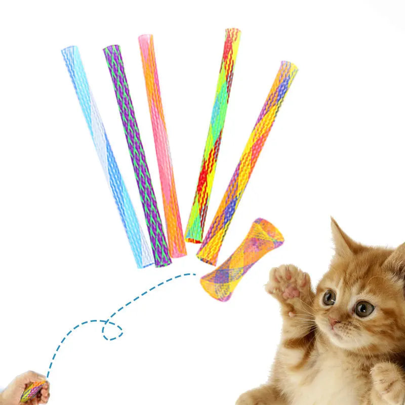 Manufacturer Wholesale Colorful Nylon Clean Teeth Cat Adjustable Spring Toy