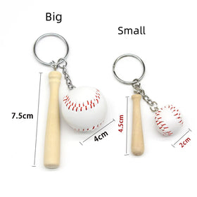 Hot Selling Simulation Baseball Keychain Set Creative Gift Souvenir Baseball Wooden Keychain for Bag Hanging Accessories