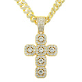 Hip Hop Full Drill Cross Pendant Cuban Chain Necklace Men's Cool Domineering Personality Collarbone Chain Choker Necklace