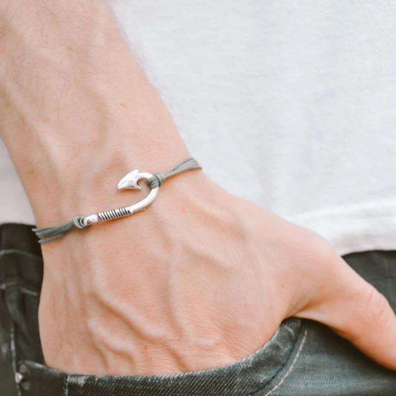 Promotional Gift Custom Make a Wish Jewelry Antique Silver Arrow Anchor Fish Hook Rudder Charm Bracelets for Women