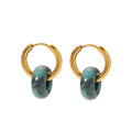 Hot Selling Natural Stones Earrings Stainless Steel 18K Gold Plated Ink Textured Stones Pendant Earrings for Women