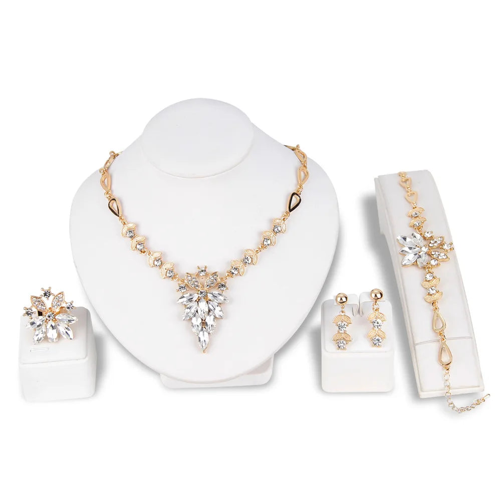 Fashion Antique Brass Alloy Traditional Brazilian Ethiopian Vermeil Gold Jewelry Set Statement Necklace Bracelet Earring