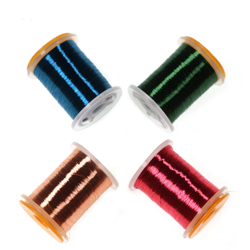 0.1mm Super Fine Spooled Fly Tying Copper Wire Round Metal Thread for Larve Nymph Midge Streamer Flies Tying