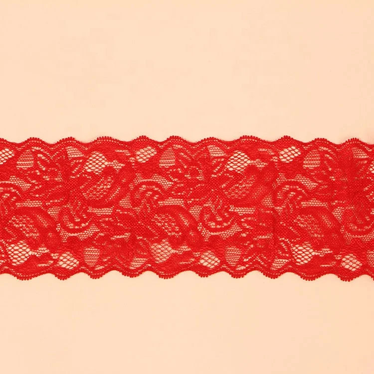 Wonderful Garment Embellishment Floral Red 8cm Lace Trim 10yard