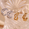Minimalist Hollow Water Wave Cuff Earrings Dainty Bijoux Acier Inoxydable Stainless Steel
