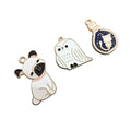 Alloy White/Black Enamel Dog Cat Owl Charms Pendants
