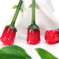 ABS Empty Rose Shape Lip Gloss Tubes Unique Red Floral Green Stem Doe Foot Applicator Lipgloss Containers Bulk Custom OEM