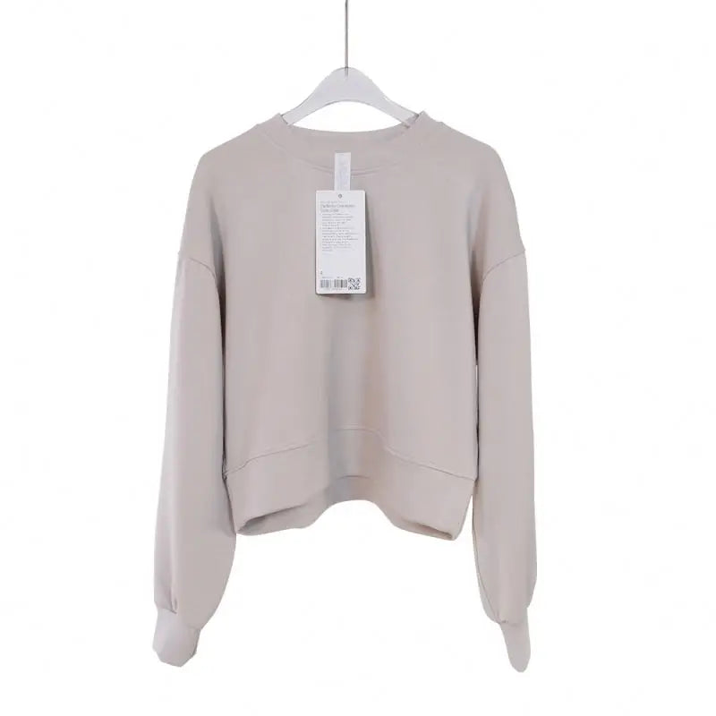 Ufinebest New Yoga Suit Oversized Women's Short Round Neck Sweater High Elastic Loose Fit Exercise Yoga Fitness Long Sleeve