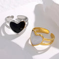 2024 New Heart Enamel Stainless Steel White Gold Rings Women's Stainless Steel Ring Jewelry
