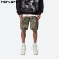 Hot Selling Men's Distressed Print Cotton Cargo Camo Shorts Custom Logo Summer Full DTG 100% Vintage Denim Cut and Sew Style
