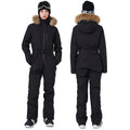 Women's Winter Breathable Ski & Snow Jumpsuit Waterproof and Windproof Outdoor Overalls with Fur One Piece Snowboard Wear