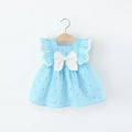 2025 Summer Girl Plaid Flower Dress Girl Bow Princess Skirt