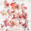 24pcs/pack PET Stickers Bouquet Girl Series INS Girl Handbook DIY Material Decorative Stickers