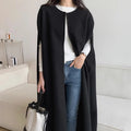 Wholesale 2026 Autumn Design Sense Round Neck Loose Cloak Solid Color Medium Length  Women's Vest