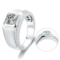 Abiding Fashion Jewelry 925 Sterling Silver White Gold Plated 1Ct Moissanite Diamond Engagement Ring Men for Wedding