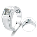 Abiding Fashion Jewelry 925 Sterling Silver White Gold Plated 1Ct Moissanite Diamond Engagement Ring Men for Wedding