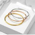 MECYLIFE 3MM Big Circle Bracelet Stainless Steel Wire Silver Gold Rose Gold Girl's Bracelet