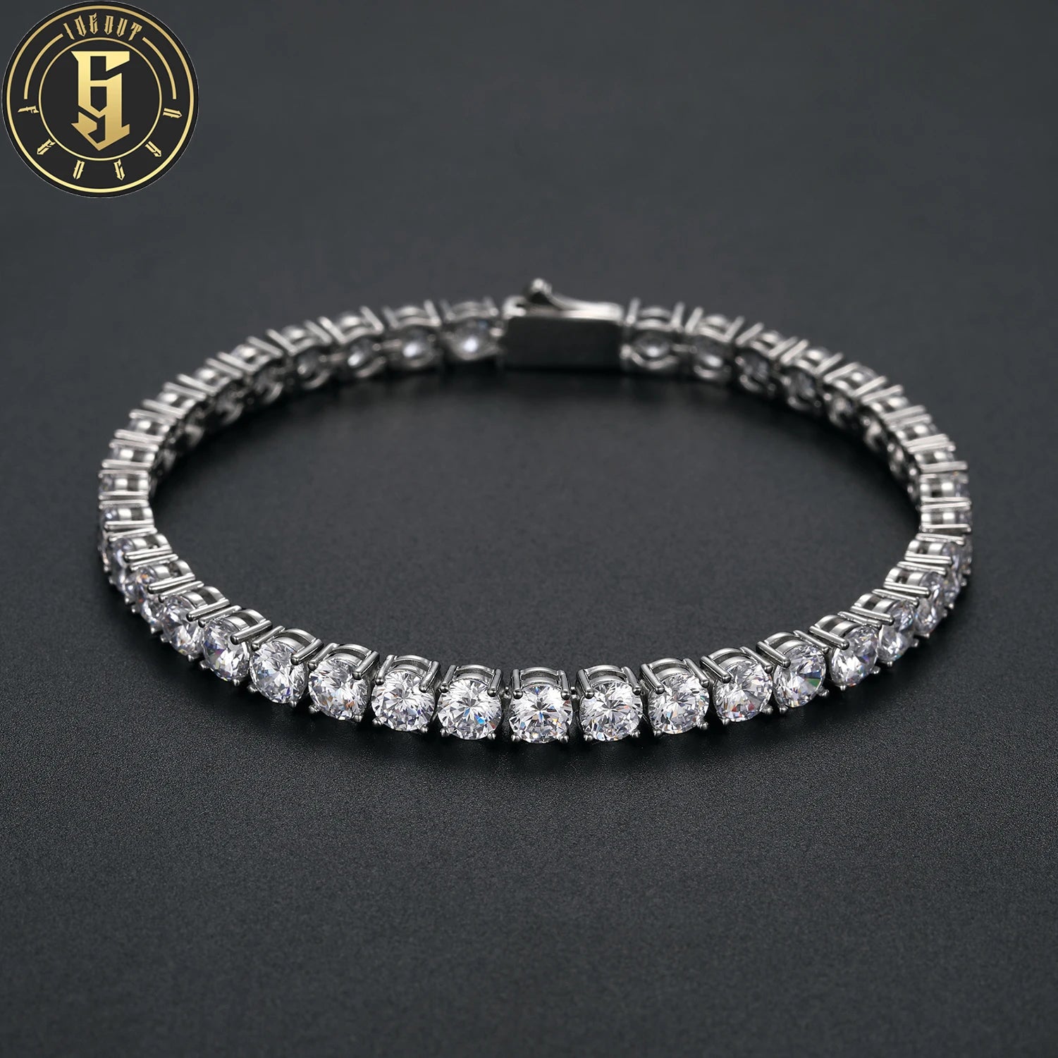 Fashionable Men Women Jewelry White Gold Brass Prong 5mm AAAAA CZ Diamond Classic Tennis Link Bracelet for Party